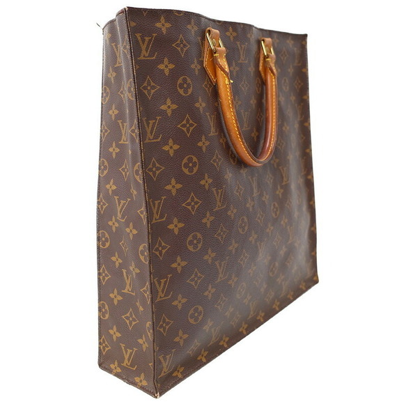 Louis Vuitton Handbags - Louis Vuitton Monogram Bag Tote Sac Plat Leather Brown